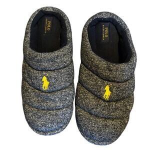 Polo Ralph Lauren Quilted House Slippers Gray Heathered Men's Size 13
